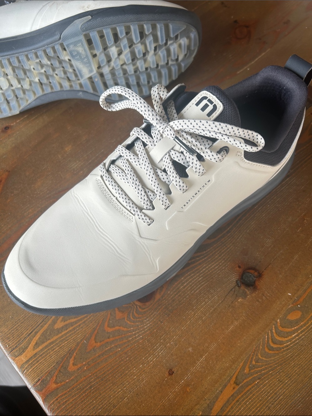 Travis Mathew White and Gray Low-Profile Athletic Sneakers - Picture 5 of 9